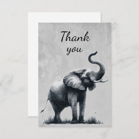 おもしろいゾウ野生動物ユーモアありがとう サンキューカード (正面/裏面)