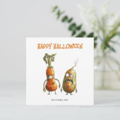 おもしろいゾンビ野菜ハロウィーンのグリーティングカード カード (スタンド正面)