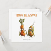 おもしろいゾンビ野菜ハロウィーンのグリーティングカード カード (正面/裏面インサイチュ)