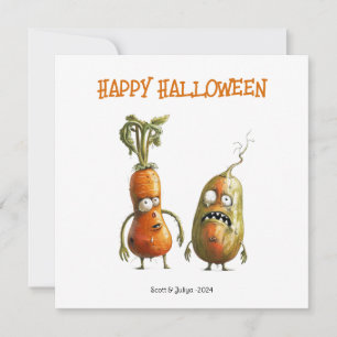 おもしろいゾンビ野菜ハロウィーンのグリーティングカード カード