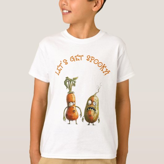 おもしろいゾンビ野菜ハロウィーン Tシャツ (正面)