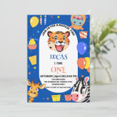 おもしろいタイガーゼブラヒッポサファリ動物園ワイルド誕生日 サンキューカード (スタンド正面)
