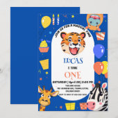 おもしろいタイガーゼブラヒッポサファリ動物園ワイルド誕生日 サンキューカード (正面/裏面)