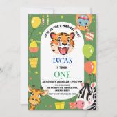 おもしろいタイガーゼブラヒッポサファリ動物園ワイルド誕生日 セーブザデート (正面)