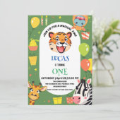 おもしろいタイガーゼブラヒッポサファリ動物園ワイルド誕生日 セーブザデート (スタンド正面)