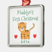 おもしろいタイガーベビー第1初めてのクリスマスギフト メタルオーナメント (左)