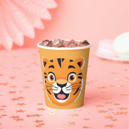 おもしろいタイガー顔サファリワイルドジャングルバースデーパーティーc 紙コップ