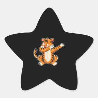 おもしろいタイガーDab - Dabbing Tiger T - Tiger 星シール