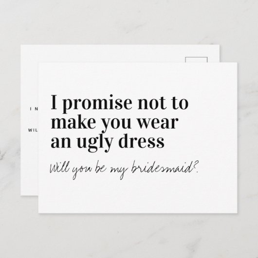 おもしろいタイポグラフィの花嫁の提案 案内ポストカード (正面/裏面)