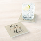 おもしろいタイポグラフィは決して良いラテ ガラスコースター (アングル)