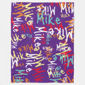 おもしろいタイポグラフィアーバンカラフルグラフィティオンパープル フリースブランケット (正面)