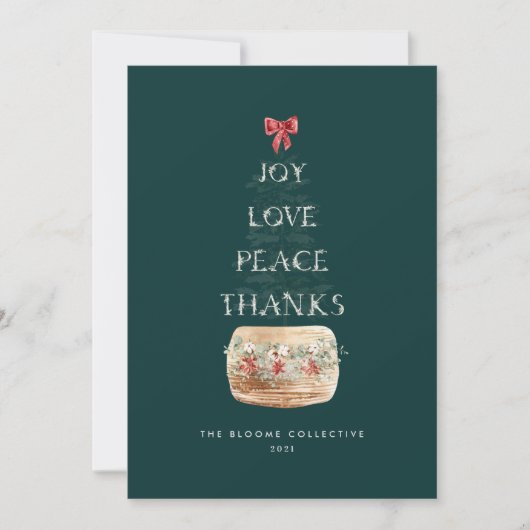 おもしろいタイポグラフィエメラルドグリーンシルバークリスマスツリー シーズンカード (正面)