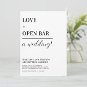 おもしろいタイポグラフィカジュアル結婚白黒 招待状 (スタンド正面)