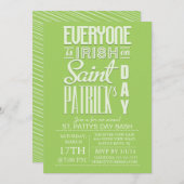 おもしろいタイポグラフィセントパトリックズデイバッシュディナーパーティー 招待状 (正面/裏面)