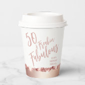 おもしろいタイポグラフィバラ金ゴールドフィフティ&ファブラス誕生日 紙コップ (裏面)