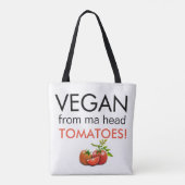 おもしろいタイポグラフィビーガンMaヘッドトマト トートバッグ (裏面)
