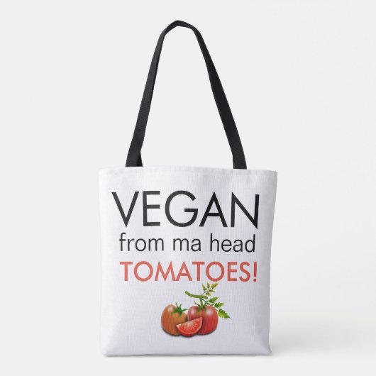 おもしろいタイポグラフィビーガンMaヘッドトマト トートバッグ (裏面)