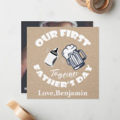 おもしろいタイポグラフィファースト・ファーザー・デイ・フォト・カード ノートカード (正面/裏面インサイチュ)