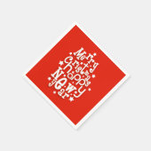 おもしろいタイポグラフィメリークリスマスハッピー新年 スタンダードカクテルナプキン (角)