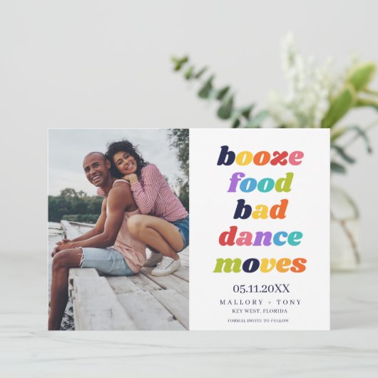 おもしろいタイポグラフィ写真ウェディング日付の保存 セーブザデート (スタンド正面)