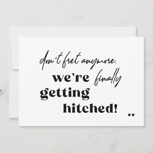 おもしろいタイポグラフィ白黒カジュアル結婚ズ 招待状 (正面)