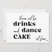 おもしろいタイポグラフィ白黒結婚ズ 招待状 (正面)