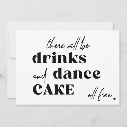 おもしろいタイポグラフィ白黒結婚ズ 招待状 (正面)