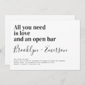 おもしろいタイポグラフィ白黒結婚式招待状 招待状 (正面/裏面)