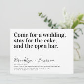 おもしろいタイポグラフィ結婚白黒 招待状 (スタンド正面)