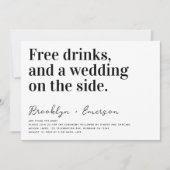 おもしろいタイポグラフィ結婚白黒 招待状 (正面)