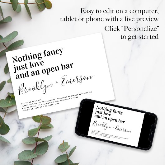 おもしろいタイポグラフィ結婚白黒 招待状