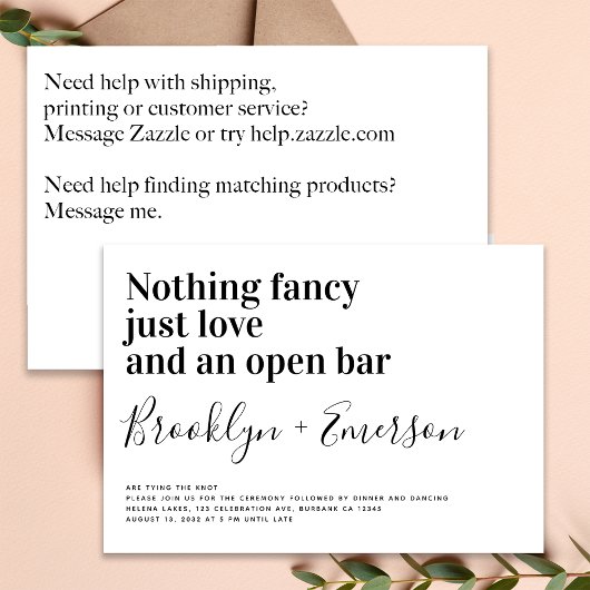 おもしろいタイポグラフィ結婚白黒 招待状