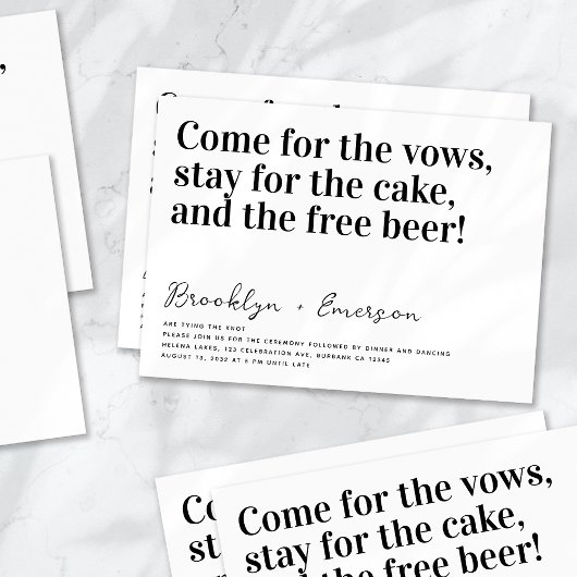 おもしろいタイポグラフィ結婚白黒 招待状