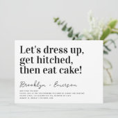 おもしろいタイポグラフィ結婚白黒 招待状 (スタンド正面)