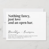 おもしろいタイポグラフィ結婚白黒 招待状 (正面)