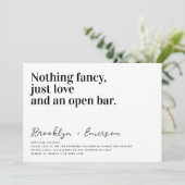 おもしろいタイポグラフィ結婚白黒 招待状 (スタンド正面)