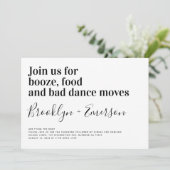 おもしろいタイポグラフィ結婚白黒 招待状 (スタンド正面)