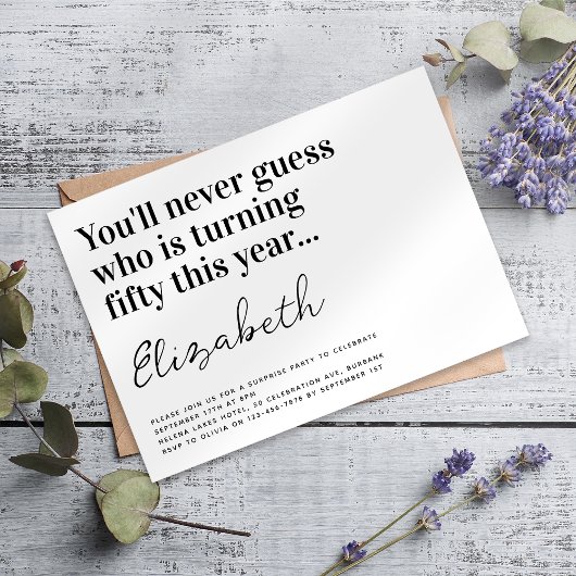おもしろいタイポグラフィ50th誕生日パーティー 招待状