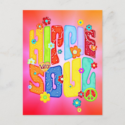 おもしろいタイポグラフィ – ヒッピー・ソウル1 ポストカード (正面)