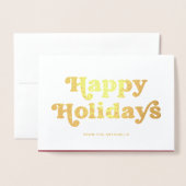 おもしろいタイポグラフィ | レッドインサイドハッピーホリデーズフォト 箔カード (封筒付き正面)