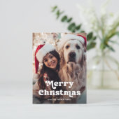 おもしろいタイポグラフィ | 写真と一緒に楽しいクリスマス シーズンポストカード (スタンド正面)