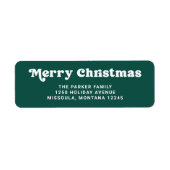 おもしろいタイポグラフィ | Green モダン Merry Christmas ラベル (正面)