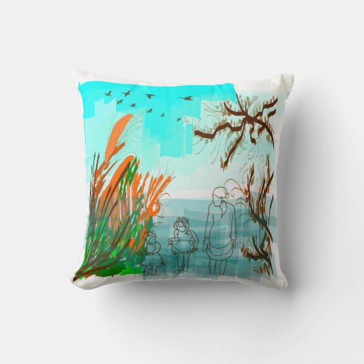 おもしろいタイムコンテンポラリーおばあちゃん屋外表示 クッション (正面)