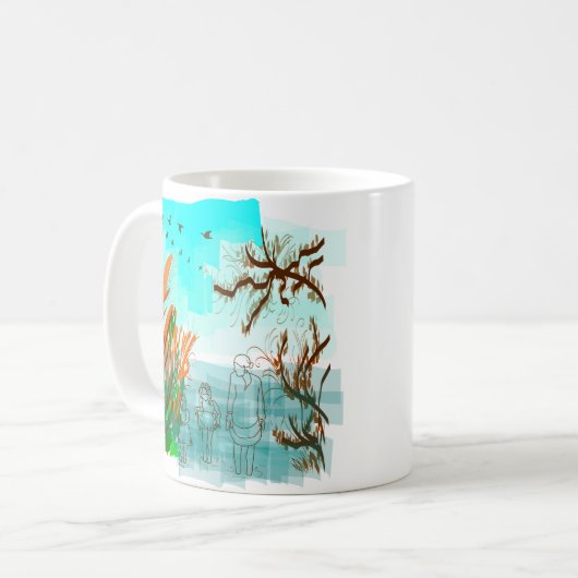 おもしろいタイムコンテンポラリーおばあちゃん屋外表示 コーヒーマグカップ (正面左)