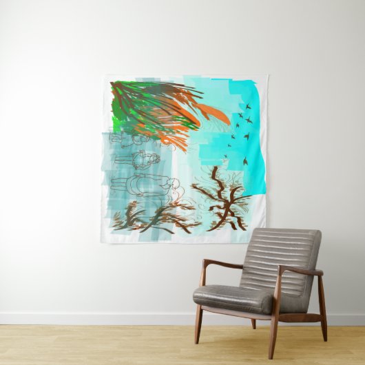 おもしろいタイムコンテンポラリーおばあちゃん屋外表示 タペストリー (インサイチュ(横))