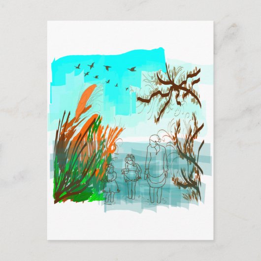 おもしろいタイムコンテンポラリーおばあちゃん屋外表示 ポストカード (正面)