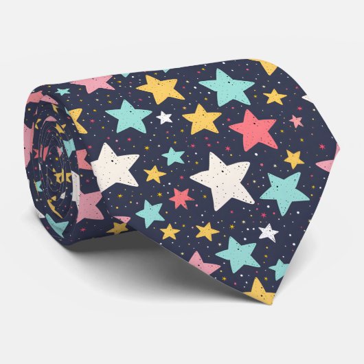 おもしろいタイル星模様 ネクタイ (ロール)