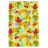 おもしろいタイル果実野菜パターンパーティー ミディアムペーパーバッグ (正面)