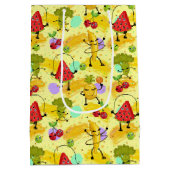 おもしろいタイル果実野菜パターンパーティー ミディアムペーパーバッグ (裏面)