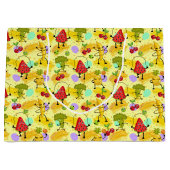 おもしろいタイル果実野菜パターンパーティー ラージペーパーバッグ (正面)